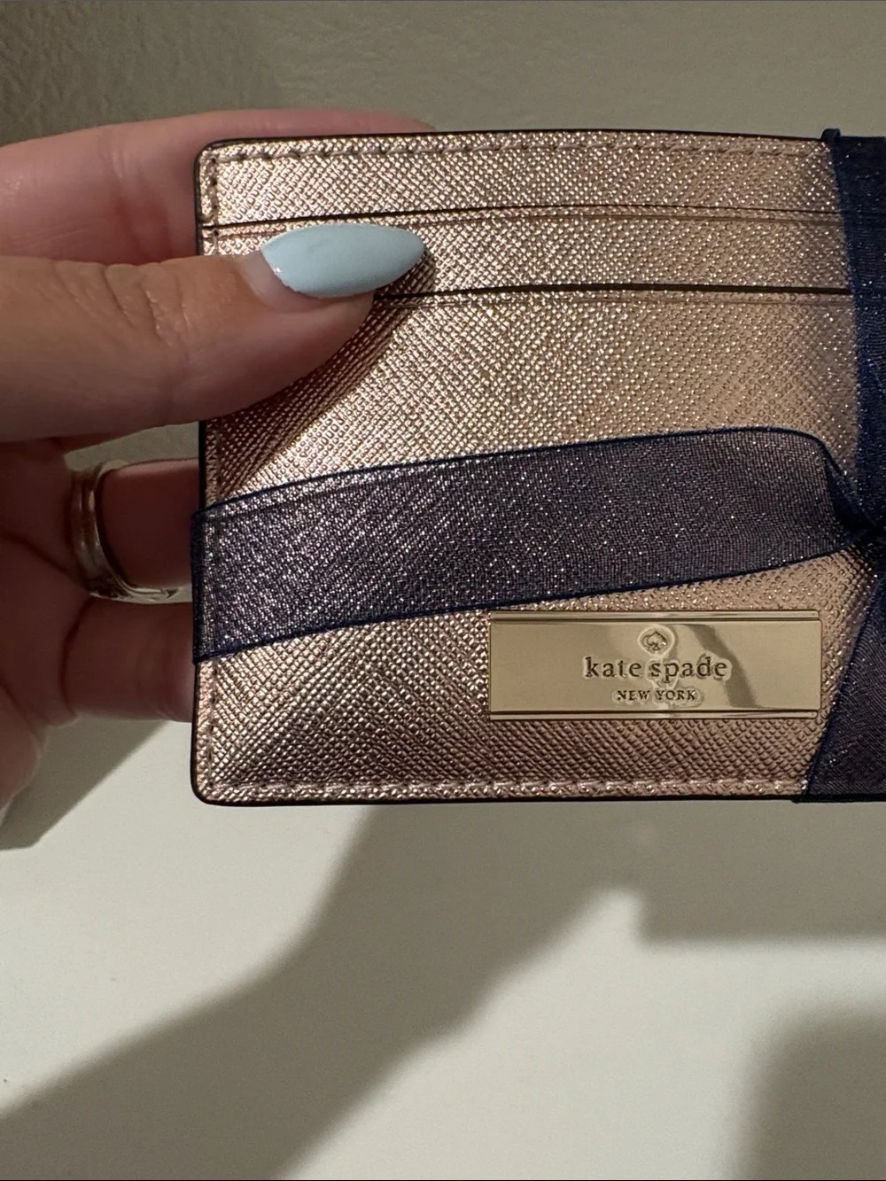 Kate Spade Metallic Rose Gold Card Slot Holder